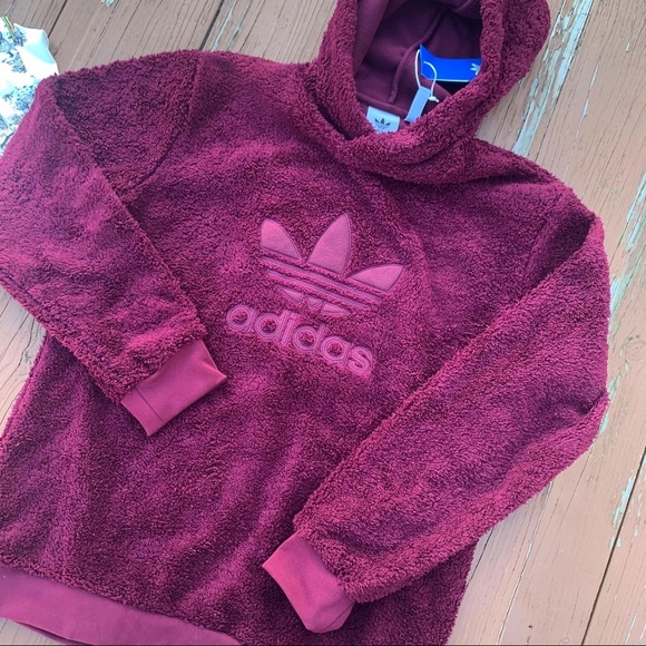 adidas Other - NEW Adidas Sherpa Hoodie Maroon Medium adidas Other - NEW Adidas Sherpa Hoodie Maroon Medium